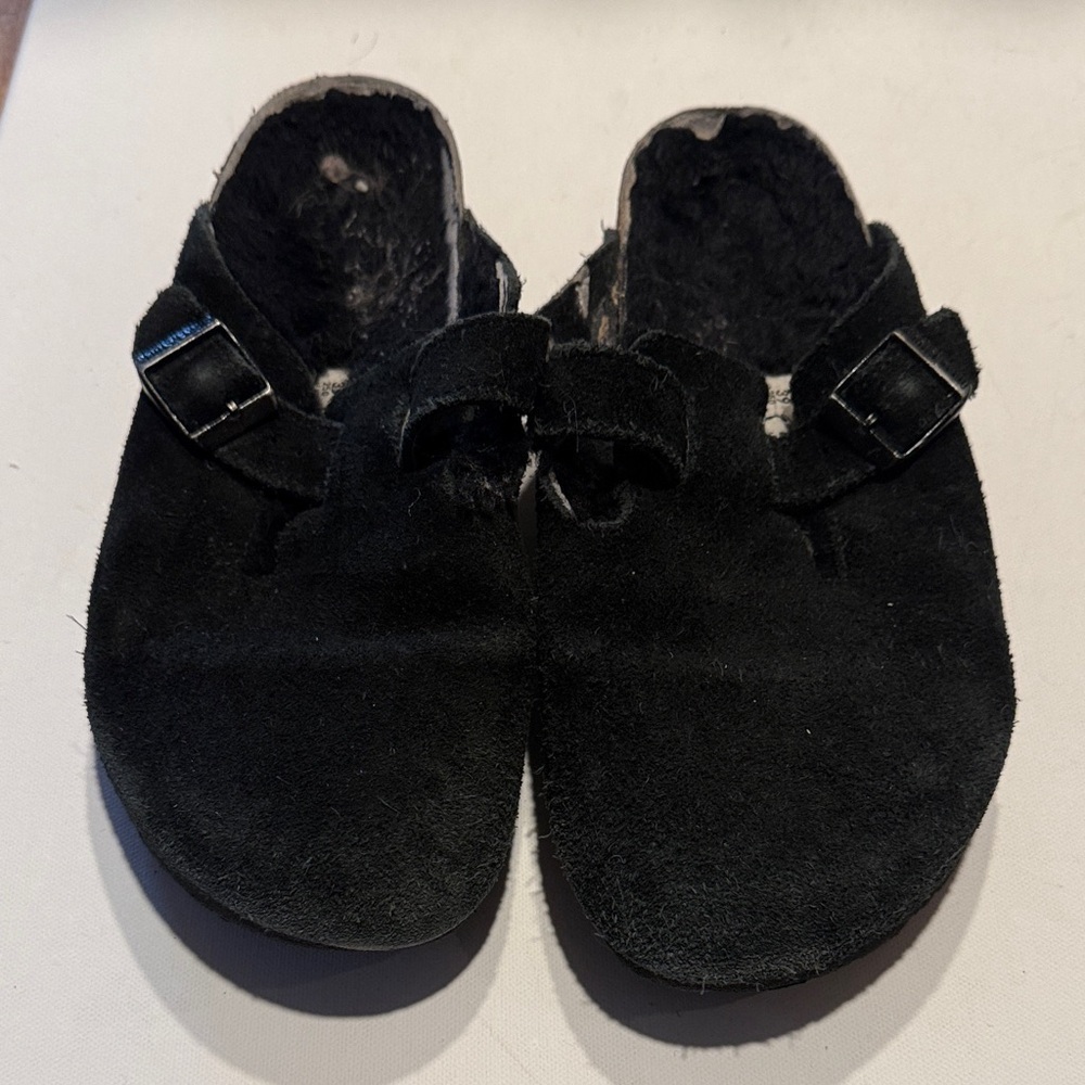 Birkenstock Black Suede Slip-On Sandals